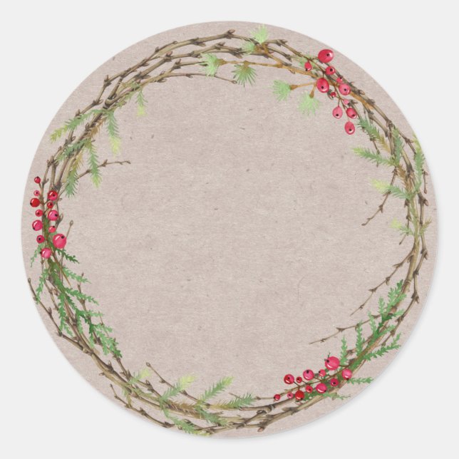 Christmas Jam Canning Rustic Homemade Kraft Paper Classic Round Sticker (Front)