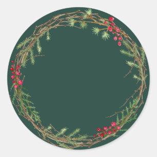 Christmas Jam Rustic Dark Green Homemade Mason Jar Classic Round Sticker