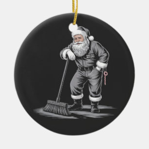 Christmas Janitor Santa Xmas Cleaning Ceramic Ornament
