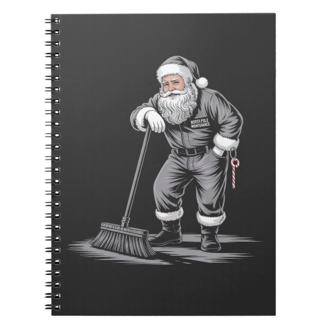 Christmas Janitor Santa Xmas Cleaning Notebook (Front)