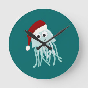Christmas Jellyfish Round Clock