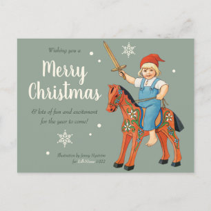 Christmas Jenny Nyström Lill-Nisse riding CC0323 Postcard