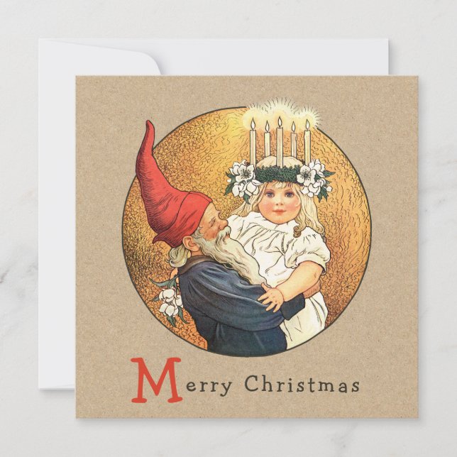 Christmas Jenny Nyström Tomte and Lucia CC1187 Holiday Card (Front)