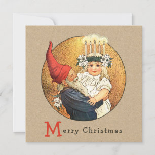 Christmas Jenny Nyström Tomte and Lucia CC1187 Holiday Card