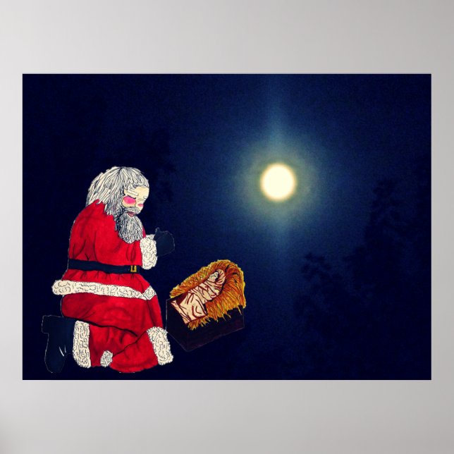 CHRISTMAS JESUS AND SANTA  POSTER (Front)