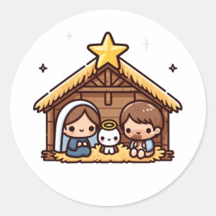 Christmas Jesus Birth Classic Round Sticker