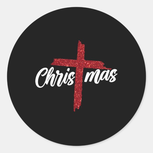 Christmas Jesus Cross Christian Religious Faith Xm Classic Round Sticker (Front)