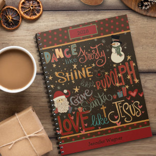 Christmas Jesus Frosty Rudolph Santa Quote Notebook