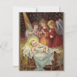Christmas Jesus illustration holiday vintage card 