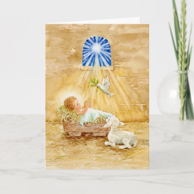 Christmas Jesus in Manger Child of Peace BlankCard Card (Front)