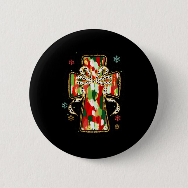 Christmas Jesus Is The Reason Christian Cross Coqu 2 Inch Round Button (Front)
