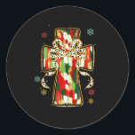 Christmas Jesus Is The Reason Christian Cross Coqu Classic Round Sticker<br><div class="desc">Christmas Jesus Is The Reason Christian Cross Coquette Bow</div>