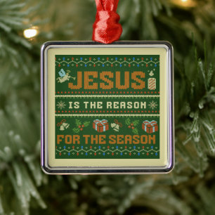 Christmas Jesus Is The Reason For The Season Metal Ornament
