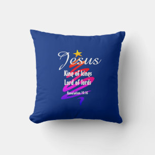 Christmas JESUS LORD OF LORDS Customized BLUE Throw Pillow