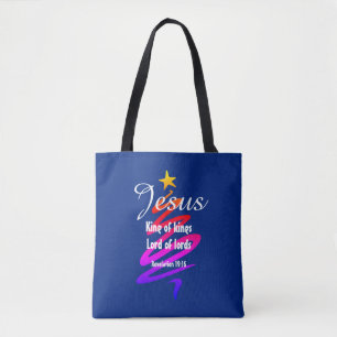 Christmas JESUS LORD OF LORDS Customized BLUE Tote Bag