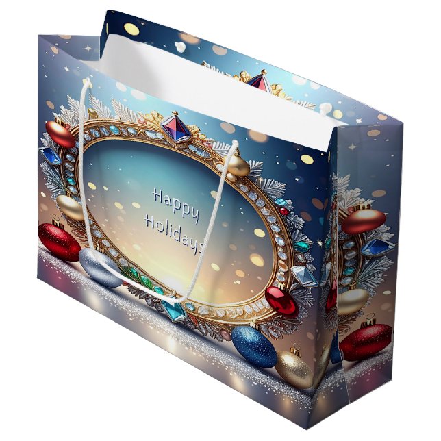 Christmas Jewel Frame Holiday Gift Bag (Front Angled)