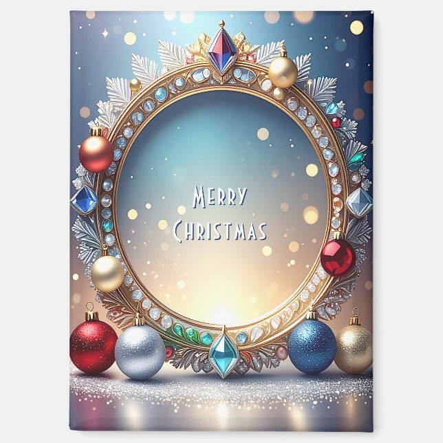 Christmas Jewel Frame Holiday Magnet (Front)