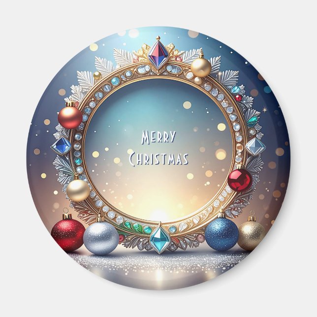 Christmas Jewel Frame Holiday Magnet (Front)