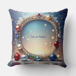 Christmas Jewel Frame Holiday Throw Pillow