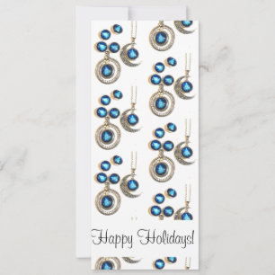Christmas jewellery Tree blue black bright Moon Holiday Card