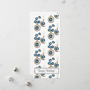 Christmas jewellery Tree blue black bright Moon Holiday Card