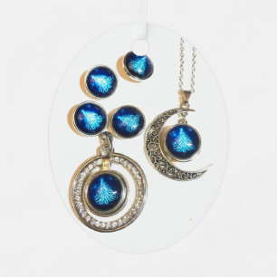 Christmas jewellery Tree blue black bright Moon Metal Ornament