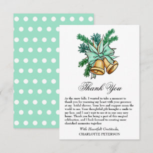 Christmas Jingle Bell Bridal Shower  Thank You Card