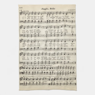 Christmas Jingle Bells Carols Sheet Music Kitchen Towel