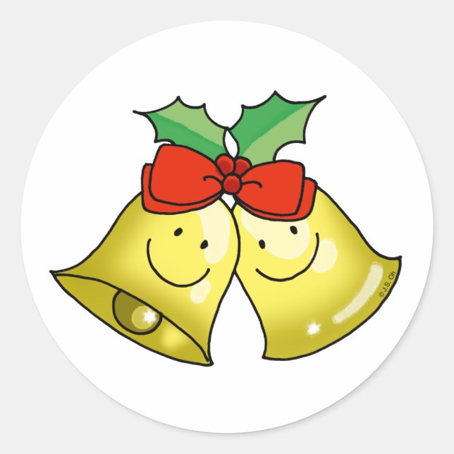 Christmas jingle bells classic round sticker (Front)