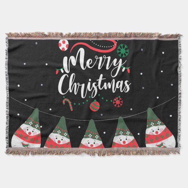 Christmas Jingle Bells Joyful Greetings Collection Throw Blanket (Front)