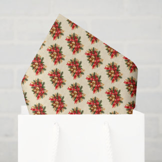 Christmas Jingle Bells Red Bow Festive Tissue Paper