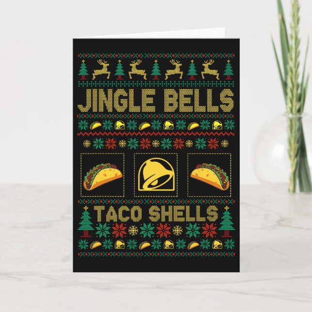 Christmas Jingle Bells Taco Shells Fun Ugly Xmas  Card (Front)