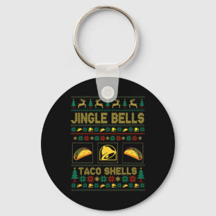 Christmas Jingle Bells Taco Shells Fun Ugly Xmas  Keychain
