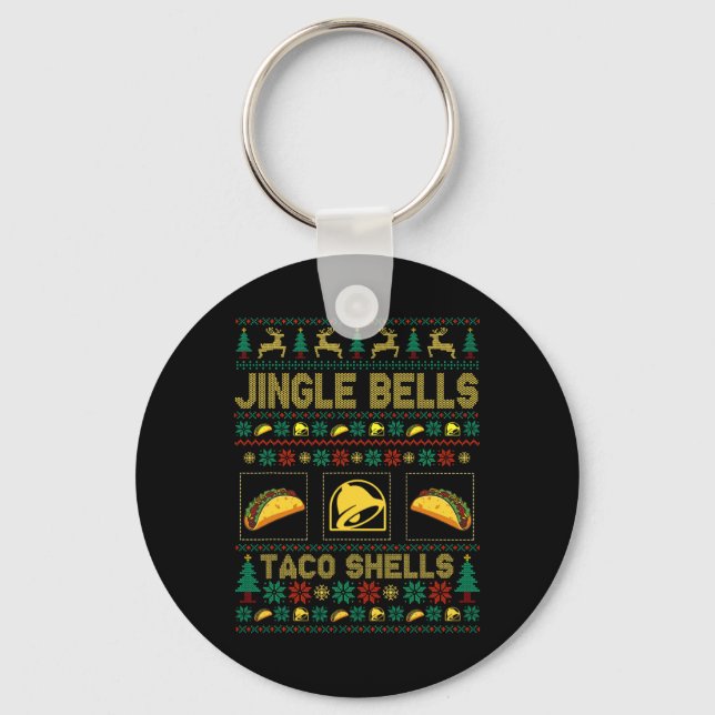 Christmas Jingle Bells Taco Shells Fun Ugly Xmas  Keychain (Front)