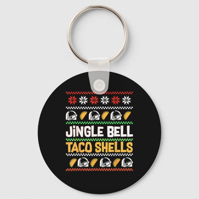 Christmas Jingle Bells Taco Shells Funny Ugly Xmas Keychain (Front)