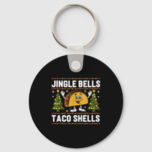 Christmas Jingle Bells Taco Shells Funny Xmas Taco Keychain
