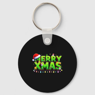 Christmas Jolly Creeper Pixel Art Xmas Funny Gamer Keychain