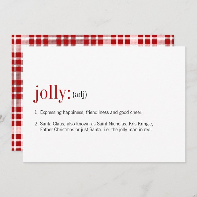 Christmas Jolly Definition Holiday Card (Front/Back)