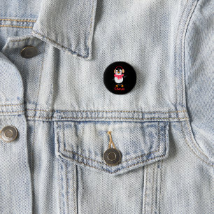Christmas Jolly Penguin in Scarf with Ear Muffs 1 Inch Round Button