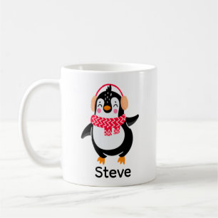 Christmas Jolly Penguin in Scarf with Ear Muffs Coffee Mug