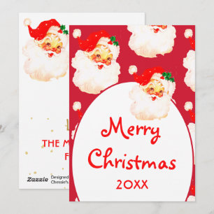 Christmas Jolly Santa Claus Merry Greeting  Holiday Card