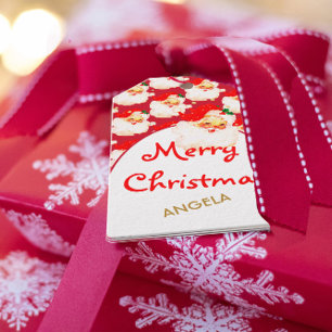 Christmas Jolly Santa Claus Red Merry Greeting  Gift Tags