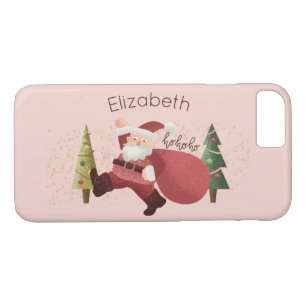 Christmas Jolly Santa Cute Pink Holiday Scene Fun Case-Mate iPhone Case
