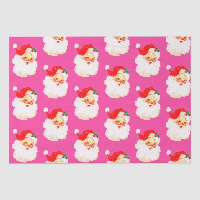 Christmas Jolly Santa Merry Pink Fun  Tissue Paper (Front)