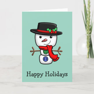 Christmas Jolly Snowman Folded Holiday Card