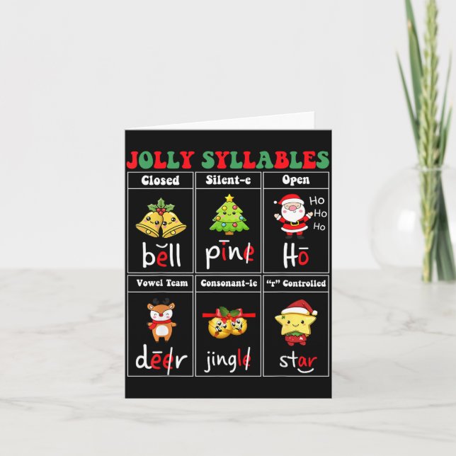 Christmas Jolly Syllables Teacher Students Funny S Card (Front)