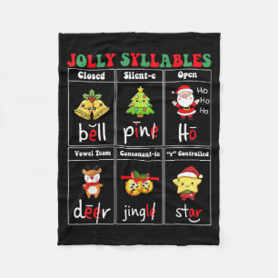Christmas Jolly Syllables Teacher Students Funny S Fleece Blanket