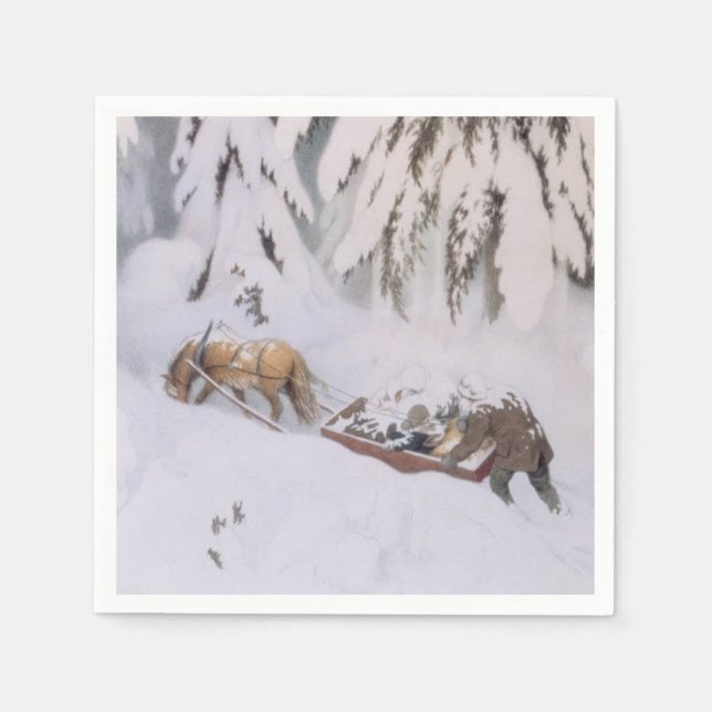 Christmas Journey Through the Snow (by Kittelsen) Napkin (Front)