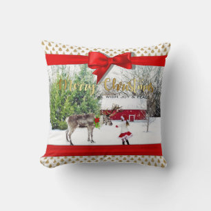 Christmas Joy and Peace Photo Throw Pillow