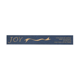 Christmas Joy blue gold elegant wrap around return Label